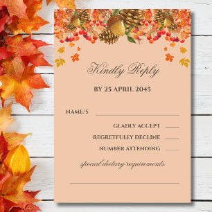 Rustic Autumn Fall Wedding RSVP Card 