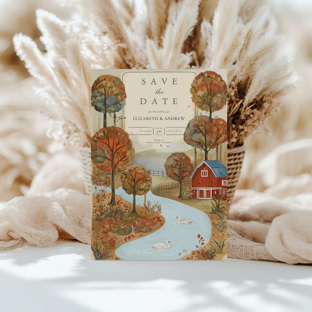 Rustic Autumn Farm Lakefront Wedding Save The Date (Creator Uploaded)