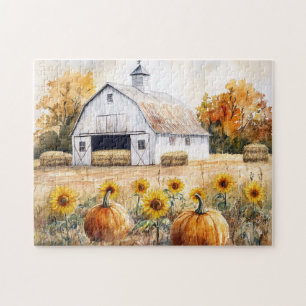 Rustic Autumn Farm Landscape Jigsaw Puzzle