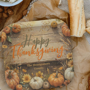 Rustic Autumn Farmhouse Style Thanksgiving  Paper Plate