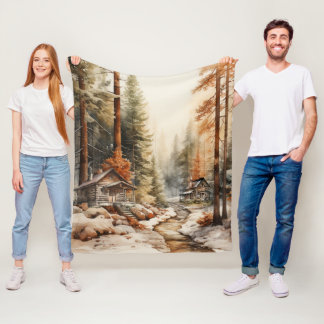 Rustic Autumn Fleece Blanket