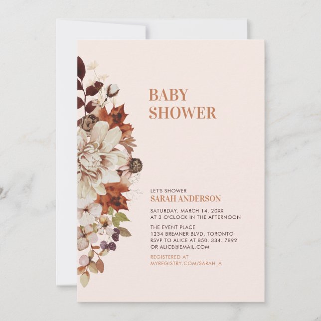 Rustic Autumn Floral Baby Shower Invitation (Front)