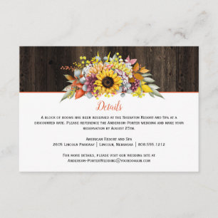Rustic Autumn Floral Barn Wood Mason Jar Enclosure Card