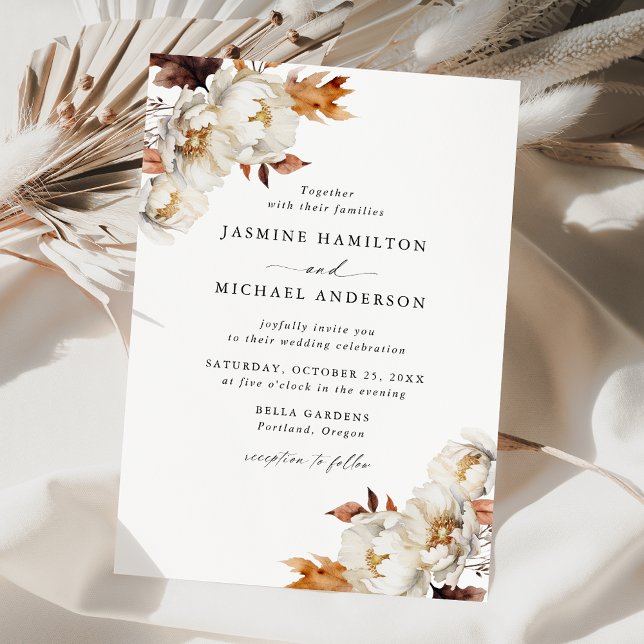 Rustic Autumn Floral Bouquets Wedding Invitation (Creator Uploaded)