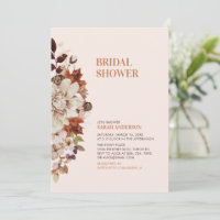 Rustic Autumn Floral Bridal Shower Invitation