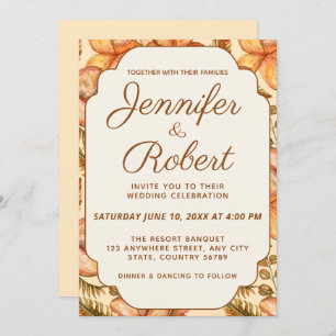 Rustic Autumn Floral Frame Wedding Invitation