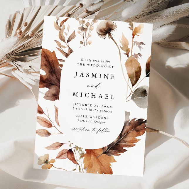 Rustic Autumn Floral Frame Wedding Invitation (Creator Uploaded)