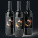 Rustic Autumn Floral Frame Wine Label<br><div class="desc">Rustic Autumn floral and foliage frame,  personalised wine labels. Features,  colourful fall leaves,  flowers and pale gold round frame. Modern design style template provides lines for names,  event date and location.</div>