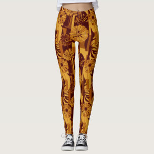 Rustic Autumn Floral Geometric Pattern (10) Leggings
