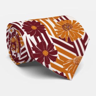 Rustic Autumn Floral Geometric Pattern (2) Tie