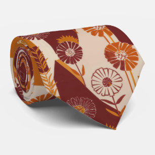 Rustic Autumn Floral Geometric Pattern (8) Tie