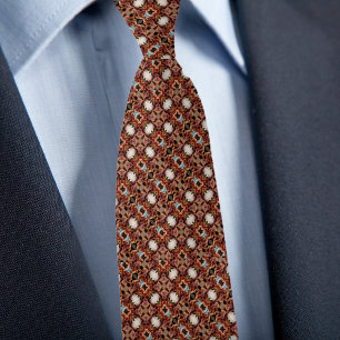 Rustic Autumn Floral Kaleidoscope Pattern Necktie