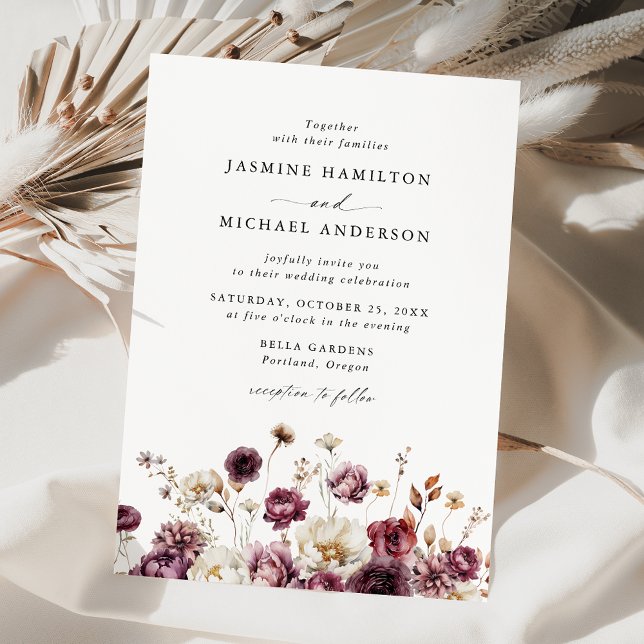Rustic Autumn Floral Meadow Wedding Invitation (Creator Uploaded)