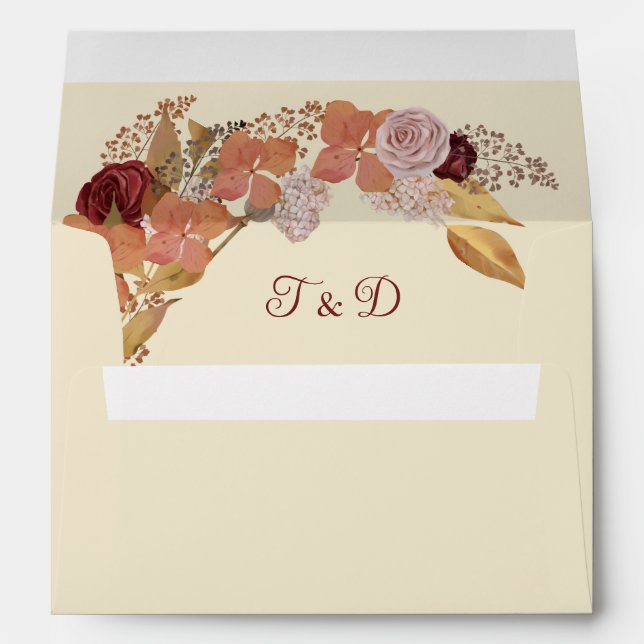 Rustic Autumn Floral Pumpkin Wedding Envelope (Back (Bottom))