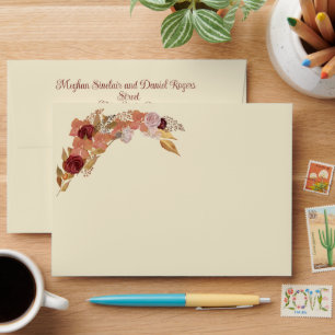 Rustic Autumn Floral Pumpkin Wedding Envelope