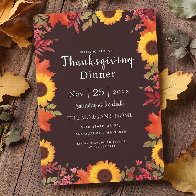 Rustic Autumn Floral Thanksgiving Invitation (Creator Uploaded)