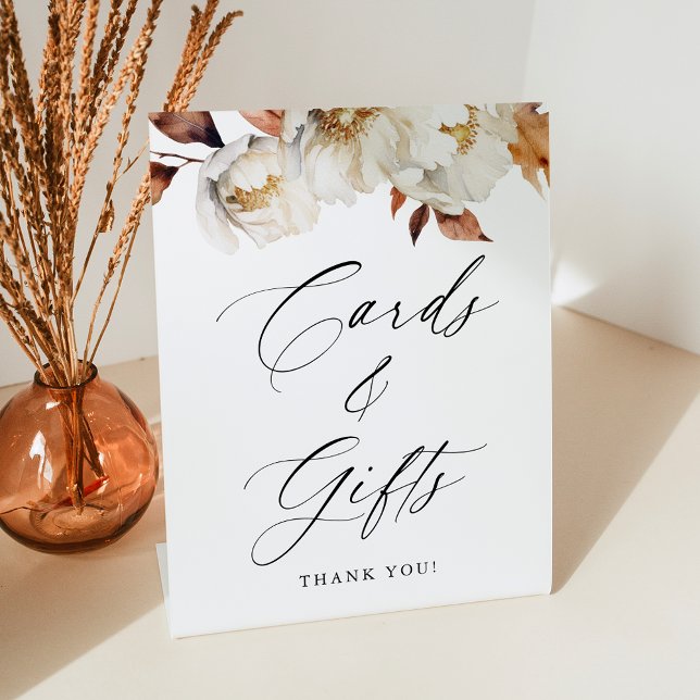 Rustic Autumn Floral Wedding Cards and Gifts Pedestal Sign (Creator Uploaded)