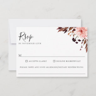 Rustic Autumn Floral Wedding Food Allergy RSVP Card