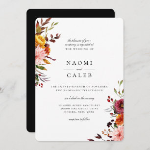 Rustic Autumn Floral Wedding Invitation
