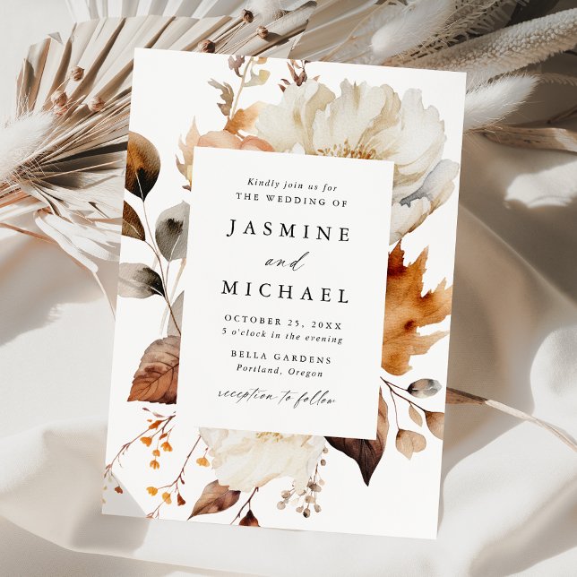 Rustic Autumn Floral Wedding Invitation (Creator Uploaded)