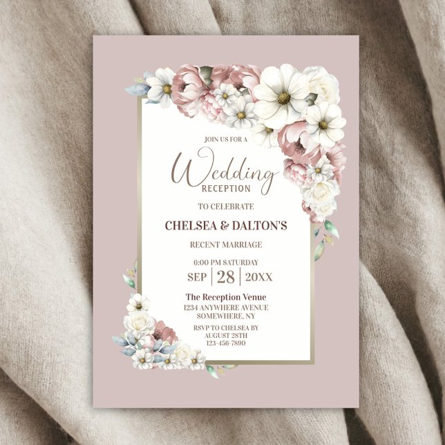Rustic Autumn Floral Wedding Reception Invitation (Creator Uploaded)