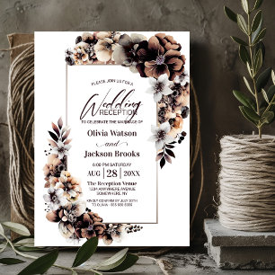 Rustic Autumn Floral Wedding Reception Invitation