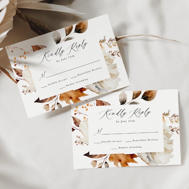 Rustic Autumn Floral Wedding RSVP Card (Creator Uploaded)