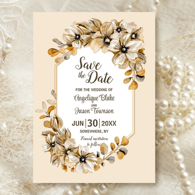 Rustic Autumn Floral Wedding Save The Date (Creator Uploaded)