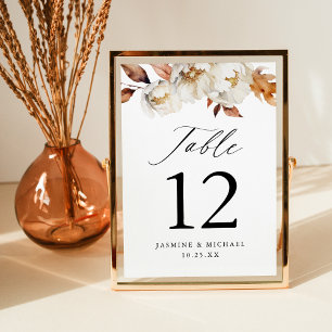Rustic Autumn Floral Wedding Table Number
