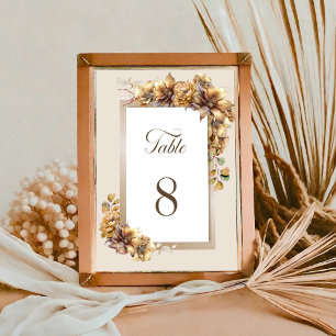 Rustic Autumn Floral Wedding Table Number