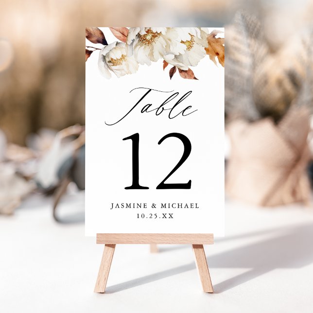 Rustic Autumn Floral Wedding Table Number (Creator Uploaded)