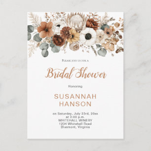 Rustic Autumn Flowers   Bridal Shower Postcard