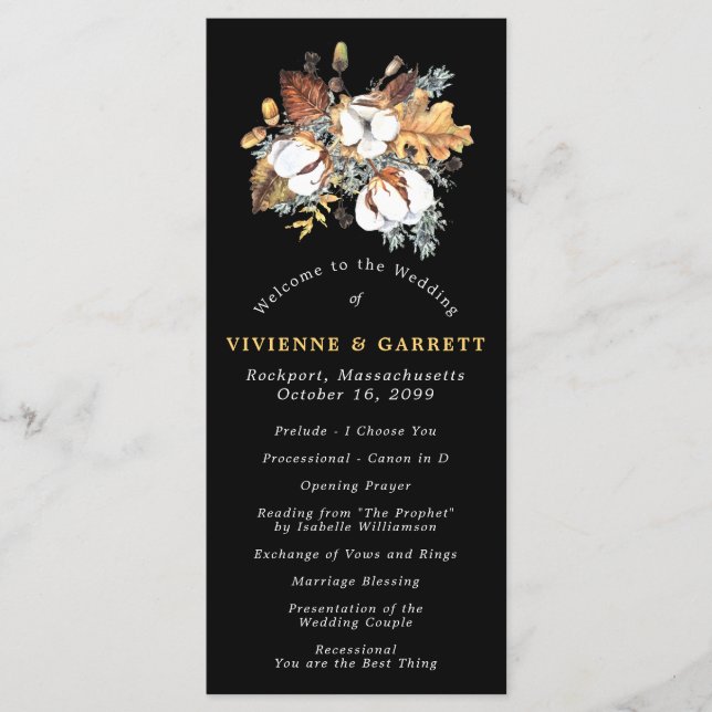 Rustic Autumn Flowers DIY Wedding Program (Front)