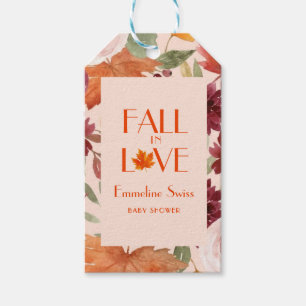 Rustic Autumn Foliage Fall in Love Baby Shower Gift Tags