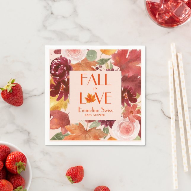 Rustic Autumn Foliage Fall in Love Napkin (Insitu)