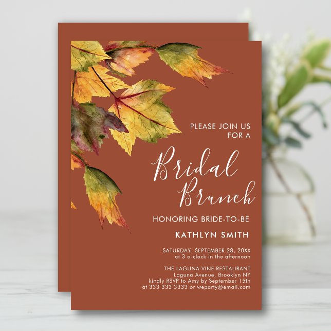 Rustic Autumn Foliage Fall Wedding Bridal Brunch Invitation (Creator Uploaded)