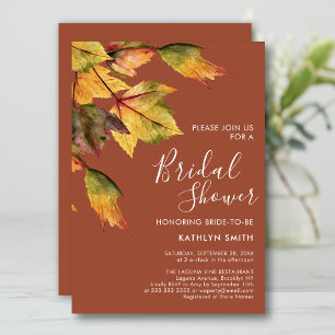 Rustic Autumn Foliage Fall Wedding Bridal Shower Invitation