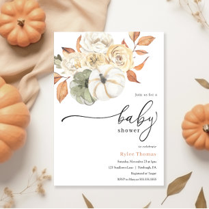 Rustic Autumn Foliage Pumpkin Autumn Baby Shower Invitation