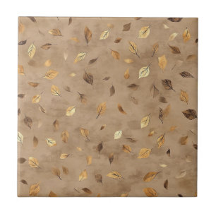 Rustic Autumn Foliage - Soft Yellowish Brown Shade Ceramic Tile
