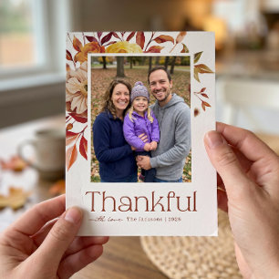 Rustic Autumn Foliage Thanksgiving Photo Holiday Card