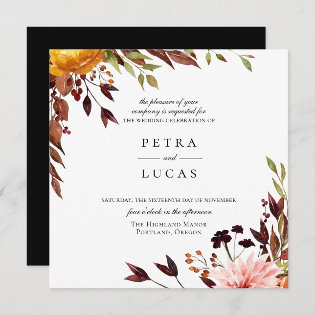 Rustic Autumn Forest Botanical Wedding Invitation (Front/Back)
