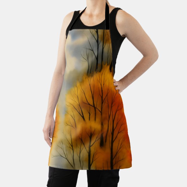 Rustic Autumn Forest - Fall Watercolor  Apron (Insitu)