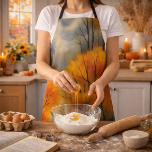 Rustic Autumn Forest - Fall Watercolor  Apron