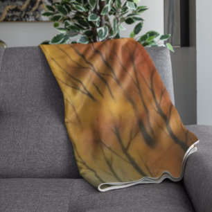 Rustic Autumn Forest - Fall Watercolor Fleece Blanket