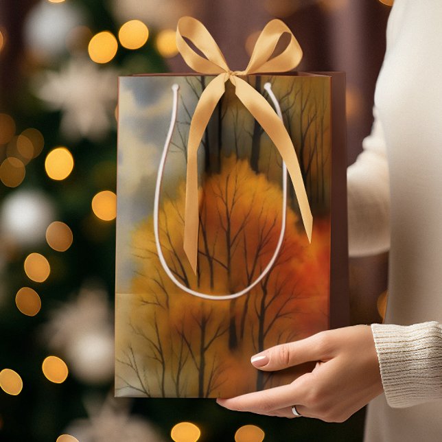 Rustic Autumn Forest - Fall Watercolor  Medium Gift Bag (Creator Uploaded)