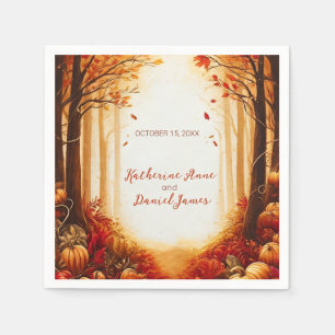 Rustic Autumn Forest Pumpkin Wedding Napkin