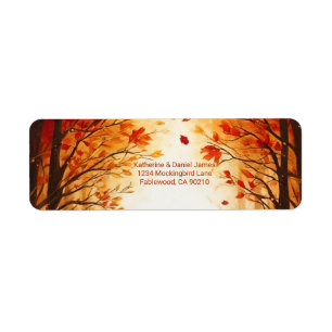 Rustic Autumn Forest Pumpkin Wedding Return Address Label