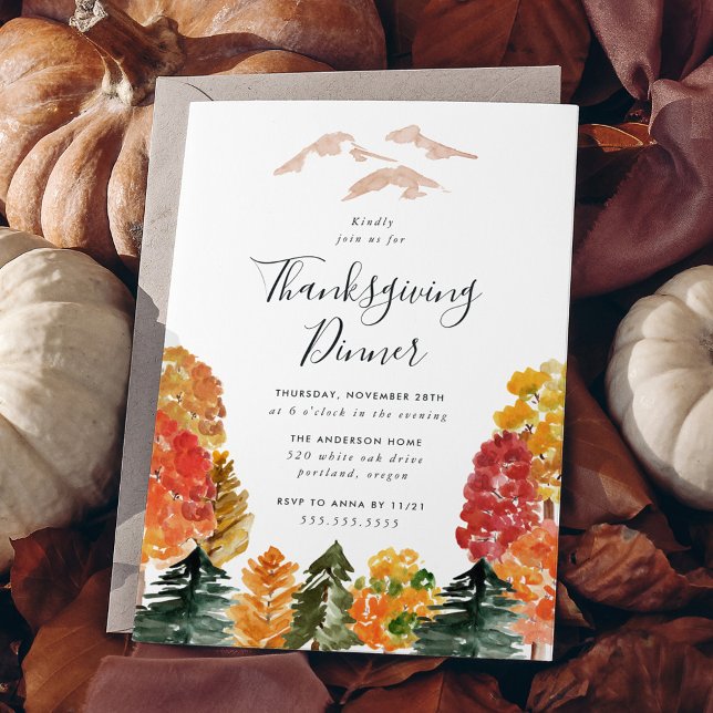 Rustic Autumn Forest Thanksgiving Dinner Invitation (Creator Uploaded)