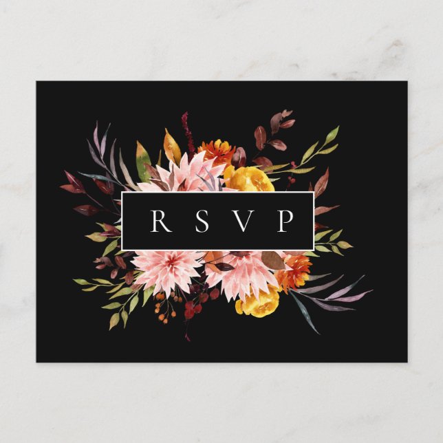 Rustic Autumn Frame Wedding RSVP Song Request Invitation Postcard (Front)