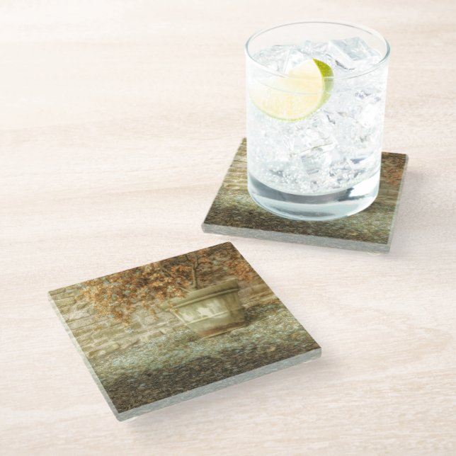 Rustic Autumn Garden Glass Coaster (Angled)